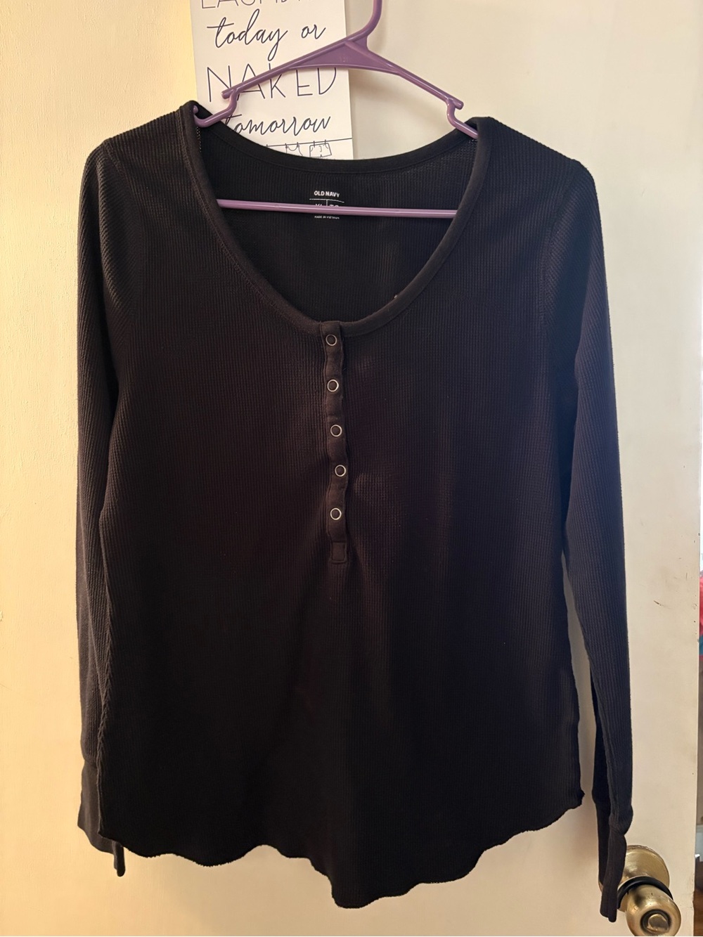 Old Navy Black Ribbed Long-Sleeve Henley